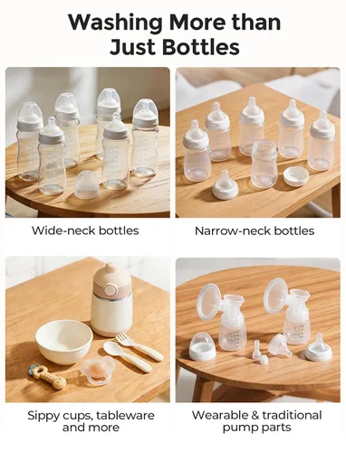 Miniatura 9 de Xaproo Lavadora de biberones, esteriliza y secadora, máquina de limpieza todo en uno para biberones, piezas de bomba y artículos esenciales