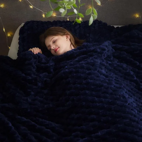 Miniatura 47 de NEWCOSPLAY Manta de Tiro Súper Suave Aqua Franela Sedosa Premium Forro Polar Jacquard Acanalado 3D Ligero Manta de Cama Uso en Todas las Estaciones
