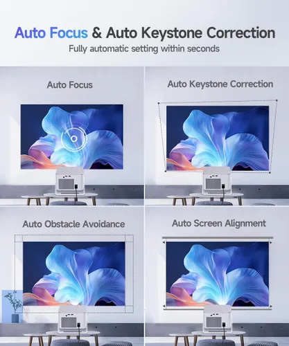 Miniatura 4 de Proyector Mini Android 14 con Soporte 4K 8K, Proyector Inteligente con Wifi y Bluetooth, 600 ANSI, Enfoque Automático y Keystone, Evitción