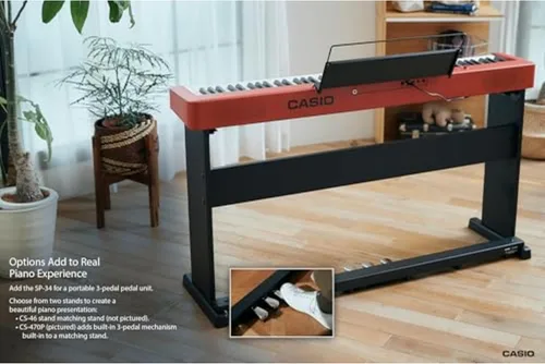 Miniatura 6 de Casio CDP-S160 - Piano digital de 88 teclas con peso y teclado de acción de martillo escalado Modo dúo para estudiantes Sensación realista, Rojo