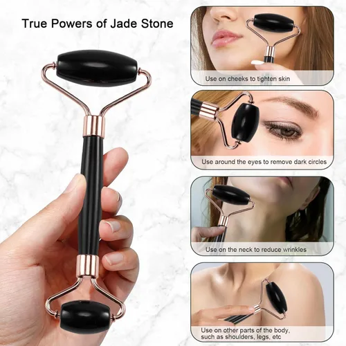 Miniatura 4 de Rodillo de jade para cara, masajeador facial para el cuidado de la piel, herramientas faciales Gua Sha para cara, cuello, ojos, reduce la hinchazón