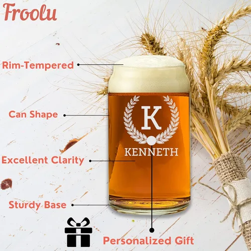 Miniatura 5 de Regalos personalizados para hombres – Vasos de cerveza grabados – Regalos de vidrio grabado personalizados para hombres y mujeres – Ideal
