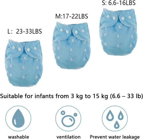 Miniatura 5 de 7 pañales de tela para bebé, pañales de bolsillo reutilizables, lavables, ajustables, súper absorbentes, pañales cómodos multicolor, pañales