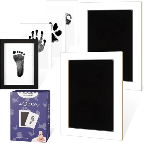 Miniatura 10 de 4 Park - Kit de huellas de bebé con 2 marcos de madera, kit de huellas y manos sin tinta, sin ensuciar, almohadillas de tinta de tacto limpio