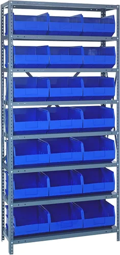Miniatura 65 de Quantum QSBU-245BK Heavy Duty Shelving Unit with (7) Shelves and (24) QUS245 Black Bins for Garage Warehouse Storage Distribution 400 lb Load