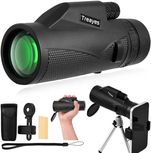 Telescopio monocular de alta potencia HD de 10 x 42, 10 x 42 pulgadas, ultraligero y portátil, marco metálico BAK4, con adaptador de teléfono,