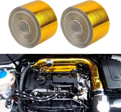 Miniatura 10 de Sporacingrts Cinta de barrera térmica adhesiva dorada de 2 pulgadas x 16.4 pies (5M), cinta reflectante de escudo térmico de fibra de vidrio