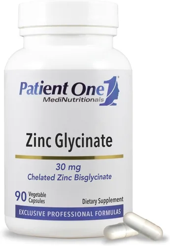 Patient One Glicinato de zinc 30 mg | Suplemento para apoyar la salud del sistema inmunológico* | Absorción mejorada de zinc | 90 cápsulas