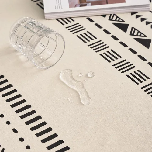 Miniatura 6 de Cortinas bohemias geométricas negras para dormitorio, cortina bohemia con borlas y flecos para sala de estar, bolsillo para barra, cortinas