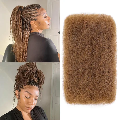Miniatura 7 de BLL Afro Kinkys - Cabello humano a granel, 100% cabello humano para mini torsión, trenzas, extensiones de rastas, cabello rizado afro, color negro a