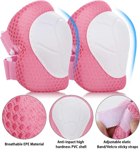 Miniatura 6 de WayEee - Juego de casco de bicicleta para niños, rodilleras para patinetas, juego de almohadillas para casco, juego de equipo de protección Rosa