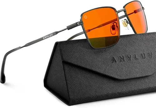 Miniatura 14 de ANYLUV Rectangle Blue Light Glasses, Classic Business Style Computer Glasses, Lightweight Metal Eyeglasses for Anti Eyestrain