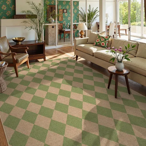 Miniatura 59 de Lahome Alfombra de yute a cuadros fácil 2'x3', alfombra pequeña para entrada, antideslizante, alfombra para la puerta delantera de la cocina
