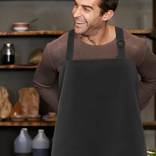 Miniatura 5 de Adjustable Waterproof Kitchen Apron with Pockets, Black Dishwasher Apron for Cooking, Housework, Restaurant, and Cleaning Use