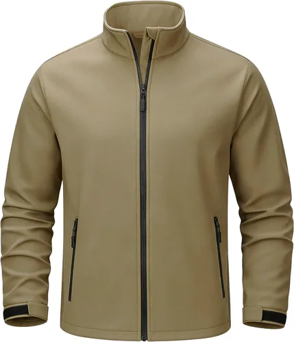 Miniatura 11 de TACVASEN Chaqueta ligera Softshell para hombre, impermeable, ligera, con forro polar, abrigo de invierno con 4 bolsillos cortavientos