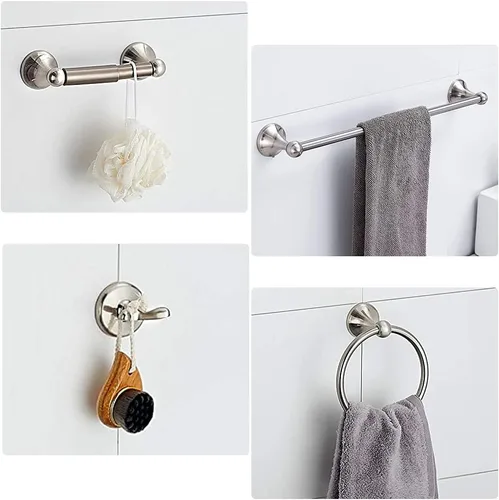 Miniatura 3 de Juego de accesorios de baño de 8 piezas (barra de toalla ajustable, anillo de toalla, soporte de papel higiénico, gancho para toalla), accesorios