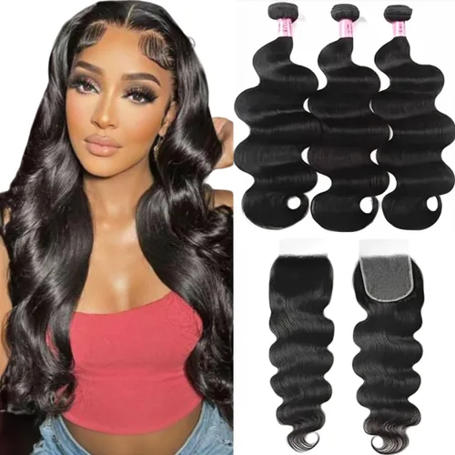 Miniatura 11 de Unice - Cabello ondulado brasileño 8A, cabello virgen, 3 unidades, extensiones tejidas de 100 % cabello humano, color natural, 3.3 a 3.5 onzas