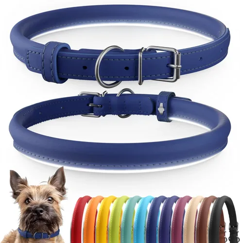Miniatura 16 de CollarDirect Collar de perro con tachuelas, collares de cuero para mascotas para perros pequeños, medianos y grandes, acolchado suave, marrón, negro