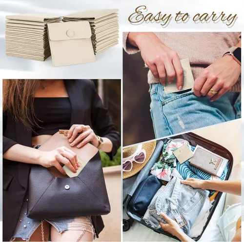 Miniatura 8 de Paquete de 120 bolsas de microfibra para joyas con paño de limpieza de 3.2 x 3.2 pulgadas, bolsa de embalaje de joyas con bolsas de botón a presión