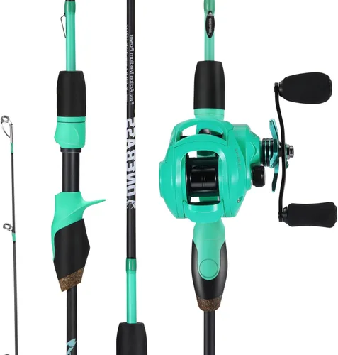 Miniatura 3 de One Bass Combo de caña de pescar y carrete, combo de hilado y cebo de 2 piezas, varillas medianas de grafito IM6 en blanco, guías de acero inoxidable