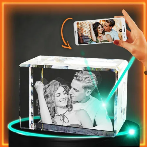 Foto 3D personalizada grabada con láser en forma rectangular de cristal para cumpleaños, aniversario, regalos de boda, San Valentín, Navidad,