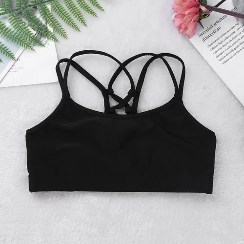 Miniatura 3 de Sujetador de espalda cruzada para niñas grandes, camiseta corta sin mangas para ballet danza, entrenamiento, deportes, yoga