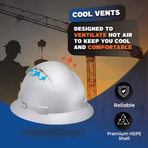 Miniatura 6 de Casco de construcción OSHA de ala completa con diseño camuflaje ventilado de acabado mate, suspensión de 6 puntos Fibra de carbono gris claro