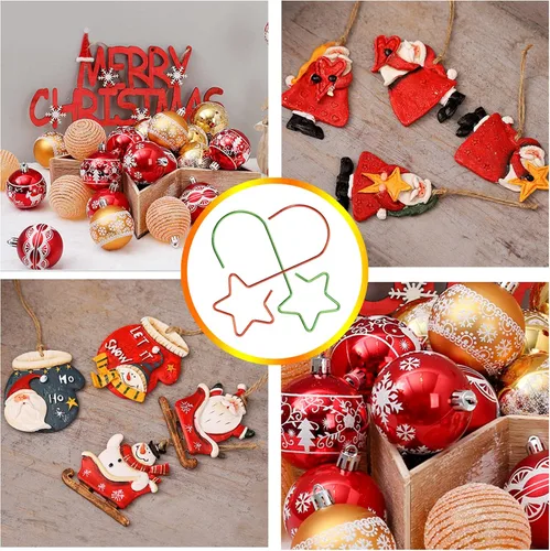 Miniatura 7 de Tupalizy 80 ganchos de adorno en forma de estrella para colgar decoraciones de árbol de Navidad, ganchos de acero inoxidable S para manualidades