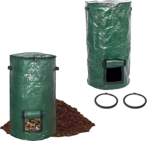 Miniatura 12 de Bolsas de compost de 34 galones, bolsas de compost de jardín reutilizables al aire libre, desechos orgánicos, bolsa de compostaje para jardín