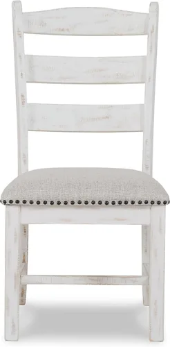 Miniatura 8 de Signature Design by Ashley Valebeck Farmhouse - Silla de comedor acolchada, 2 unidades, borde de cabeza de clavo, tapicería de tela, madera maciza