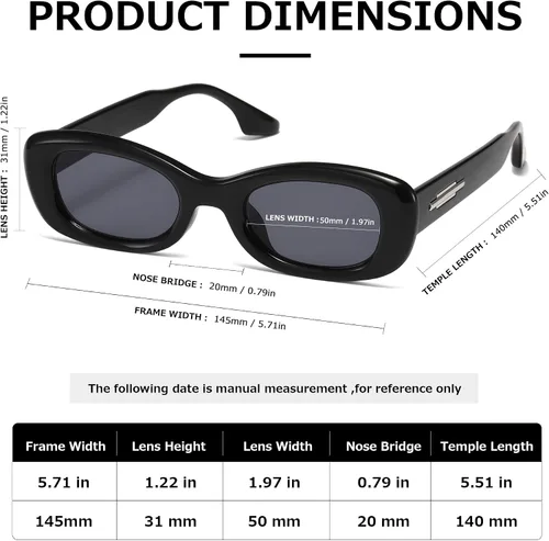 Miniatura 5 de kimorn Lentes de sol rectangulares para mujeres y hombres, modernos, retro, a la moda, gafas de sol vintage de los años 90, protección UV 400, marco