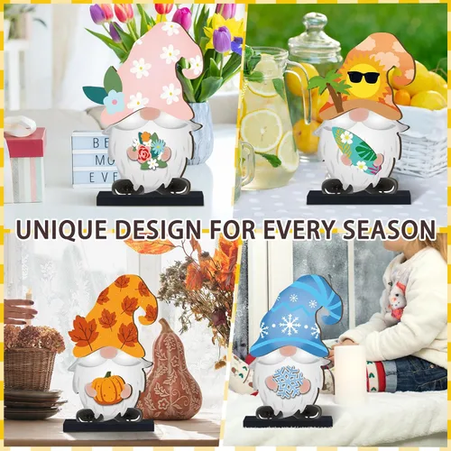 Miniatura 2 de Blulu 32 piezas intercambiables de gnomos de madera para decoración de verano del 4 de julio, gnomos patrióticos de bienvenida, decoración