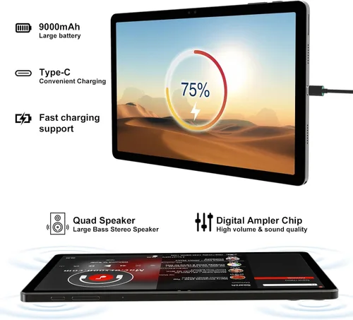 Miniatura 4 de 2026 Gemini AI - Tablet Android de 11 pulgadas 2000 x 1200 pantalla 2K 2 en 1, tabletas T616, 18 GB de RAM+128 GB ROM+1 TB expandir, cámara de Gris