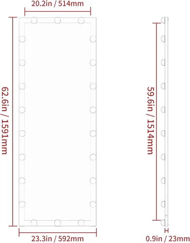 Miniatura 5 de ANYHI Espejo de cuerpo entero con luces, 62.6 x 23.3 pulgadas, espejo LED de cuerpo entero de pie con 22 bombillas regulables, espejo de piso