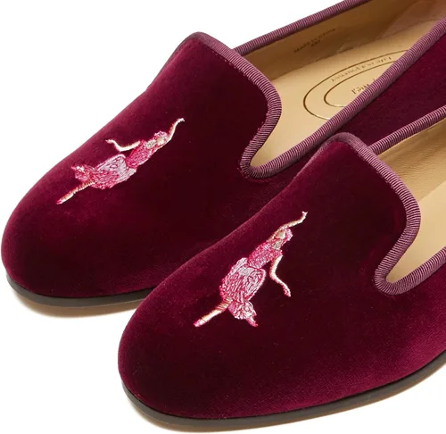 Miniatura 6 de Journey West Mocasines planos de terciopelo para mujer con bordado para fumar