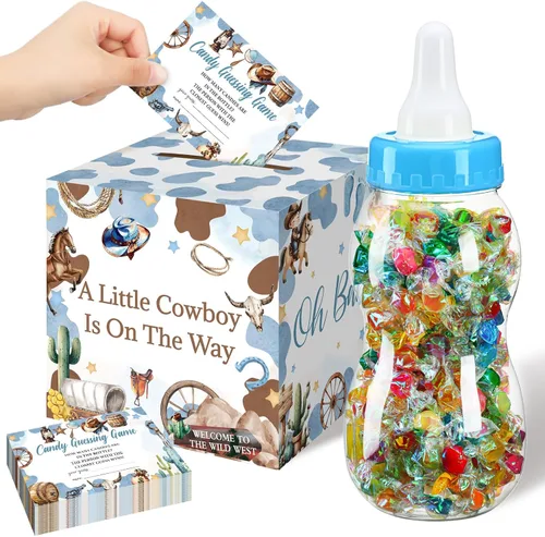 Miniatura 22 de Glenmal Juego de 52 piezas de regalo para juegos de baby shower, biberón grande para juego de ducha, adivina cuántos dulces decoraciones