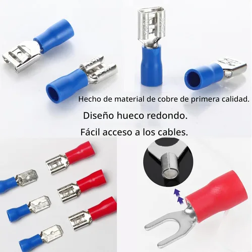Miniatura 4 de Feggizuli 280 piezas de conectores de crimpado, kit de conectores macho y hembra de pala de 2.8 mm, 4.8 mm, 6.3 mm, 15 tipos de terminales
