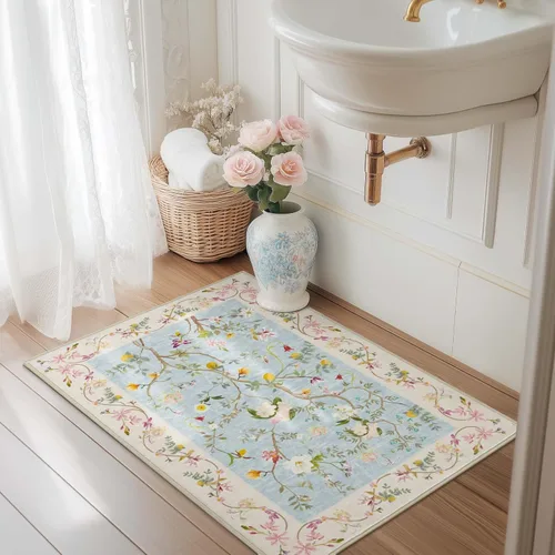 Miniatura 27 de Jinchan Alfombra Floral de Pasillo, 2x5, Alfombras Antideslizantes Lavables a Máquina, Alfombra Suave de Pelo Bajo para Pasillo, Resistente a