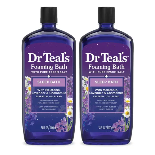 Miniatura 14 de Dr Teal's Baño espumoso con sal pura de Epsom, calma y duerme con lavanda, 34 onzas líquidas (paquete de 2)