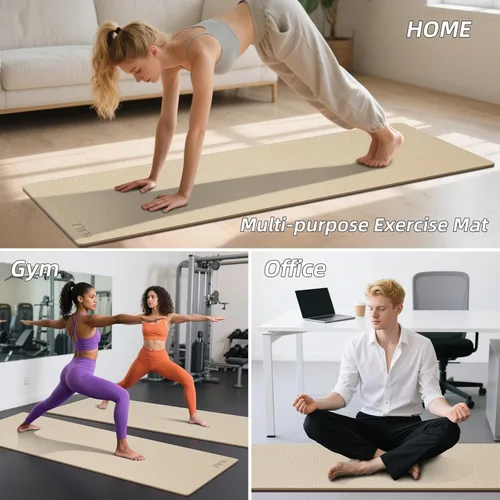 Miniatura 6 de ILILI Tapete de yoga 10mm extra grueso y 193cm extra largo, 76x28x0.4 pulgadas, material TPE antideslizante de doble color, fácil de transportar