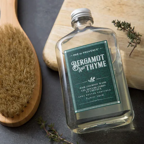 Miniatura 3 de Pre de Provence Bergamot & Thyme Colección de fragancias para hombre, gel de baño y cabello, 8.5 fl oz