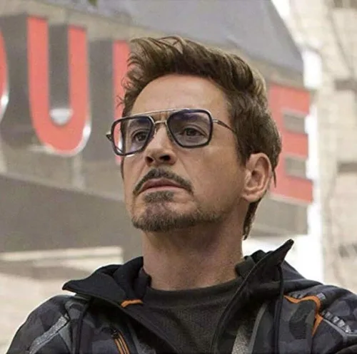 Miniatura 2 de grinderPUNCH Tony Stark Gafas de sol vintage cuadradas con marco de metal para hombres y mujeres, gafas de sol Iron Man y Spider-Man, Negro, L