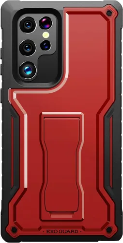 Miniatura 8 de ExoGuard Funda para Samsung Galaxy S22 Ultra, funda de goma resistente a prueba de golpes con soporte incorporado (rosa)