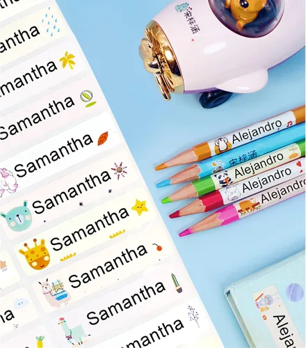 Miniatura 7 de jifu Sello personal con nombre personalizado para ropa de niños, sellos de firma para firmar nombre (120 calcomanías, 1 unidad)