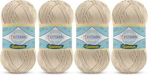 Miniatura 69 de 105001 - Hilo para tejer y ganchillo crema, 2 madejas (2 x 383 yardas), 100% microfibra acrílica