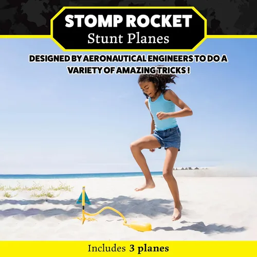 Miniatura 2 de Stomp Rocket Juguete Lanzador de Avión de Acrobacias para Niños - 3 Aviones de Juguete de Espuma Vuelan Más de 100 Pies - Trucos Únicos y Soporte