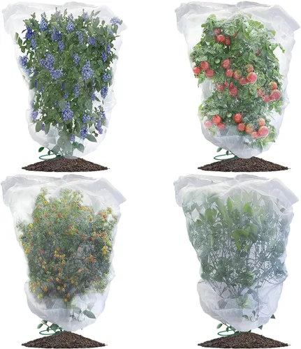 Miniatura 9 de Evoio Red para pájaros para jardín, arbustos de arándanos, cubierta de red para árboles frutales, bolsas de malla con cordón, 4 unidades de 2.3 x
