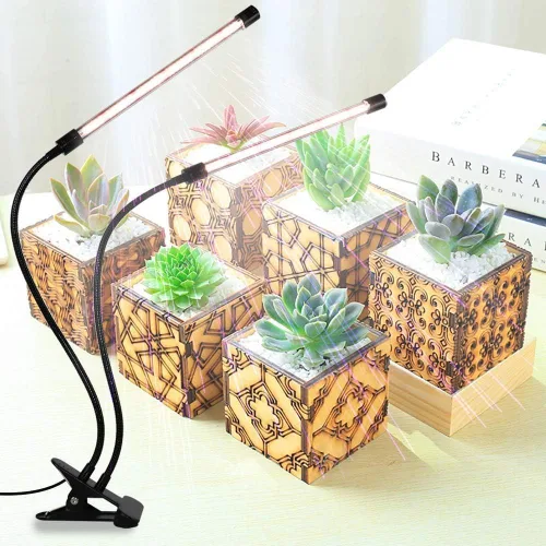 Miniatura 5 de Luz de cultivo de plantas, espectro completo de 6000 K con LED rojos y blancos ajustables, atenuación de 10 niveles, lámpara de clip alimentada por