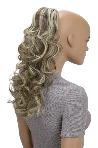 Miniatura 10 de CAISHA Extensiones de cola de caballo de 18 pulgadas, mezcla de marrón claro ondulado voluminoso PH27 mezcla marrón claro #6T27 PH27