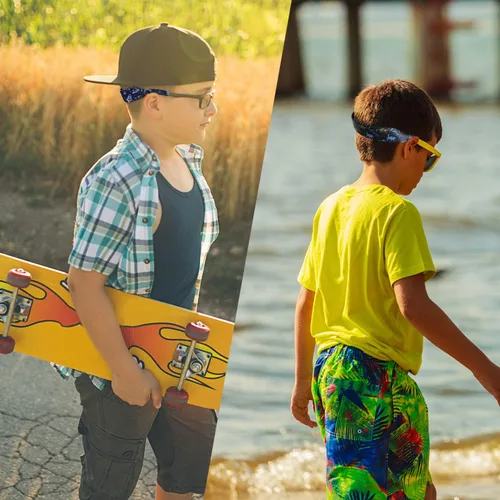 Miniatura 6 de Diseño de retenedor de lentes para niños con material de neopreno flotante, correa ajustable para lentes sin cola para niños y niñas, paquete de 2